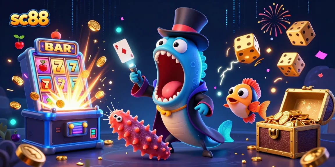 Experience excitement at sc88 with vibrant casino elements and engaging underwater characters.