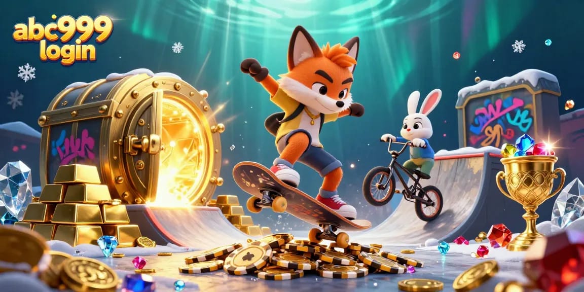 Experience the excitement of abc999 login with a dynamic casino-themed illustration.