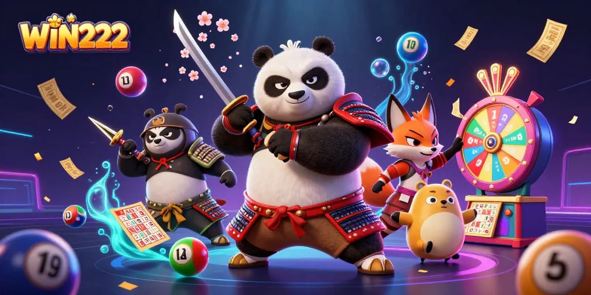 Experience unparalleled gaming at WIN222 with vibrant characters and dynamic casino elements.