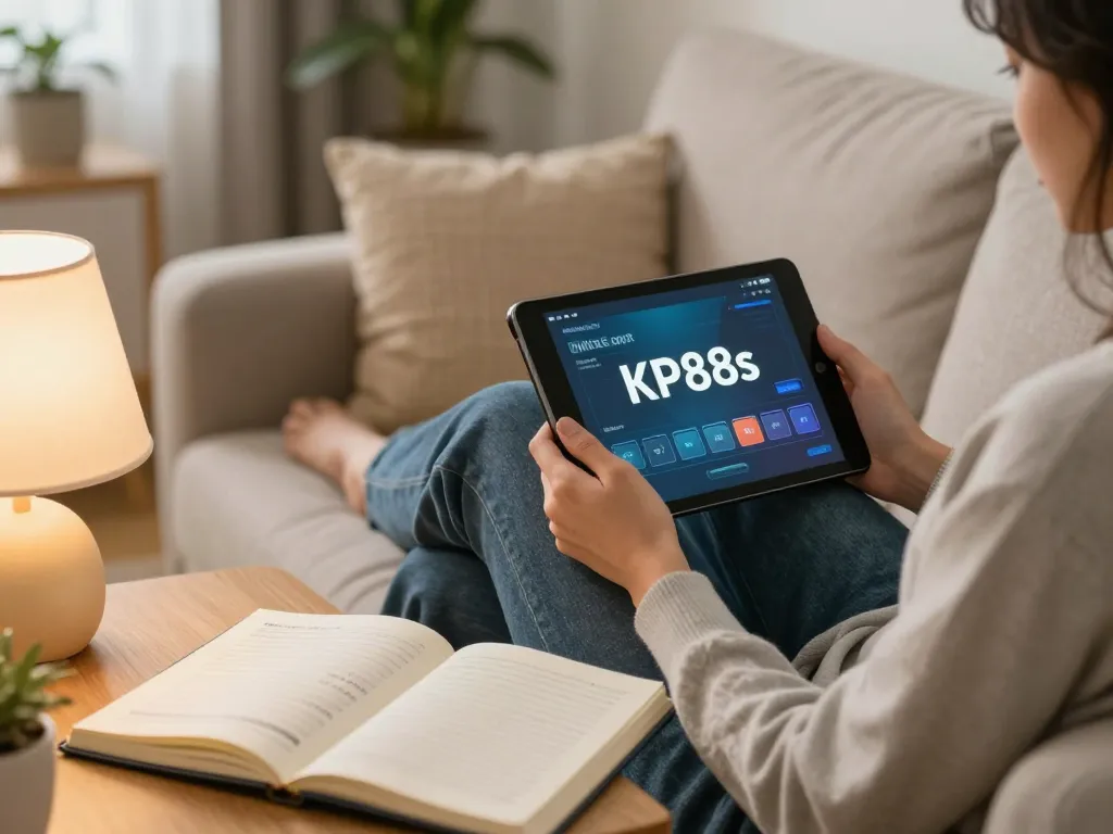 Engaging in strategic online gaming at KP88s in a cozy home setting.