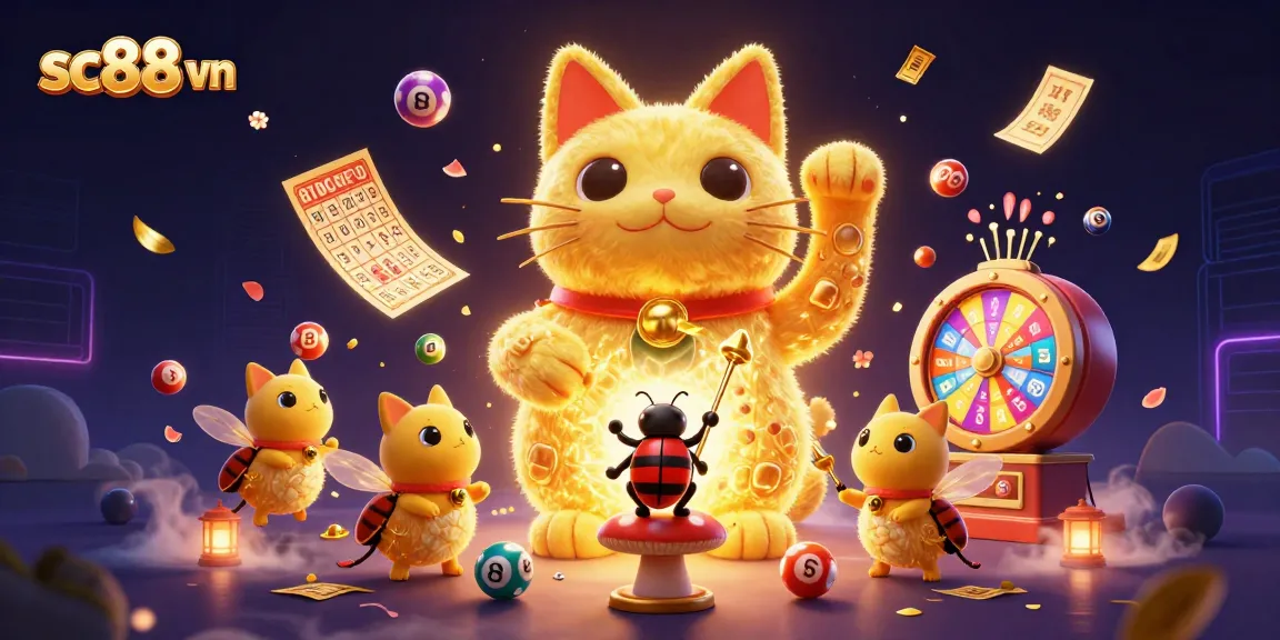 Experience gaming excitement at sc88 vn with a vibrant, dynamic casino scene filled with rolling games and lucky symbols.