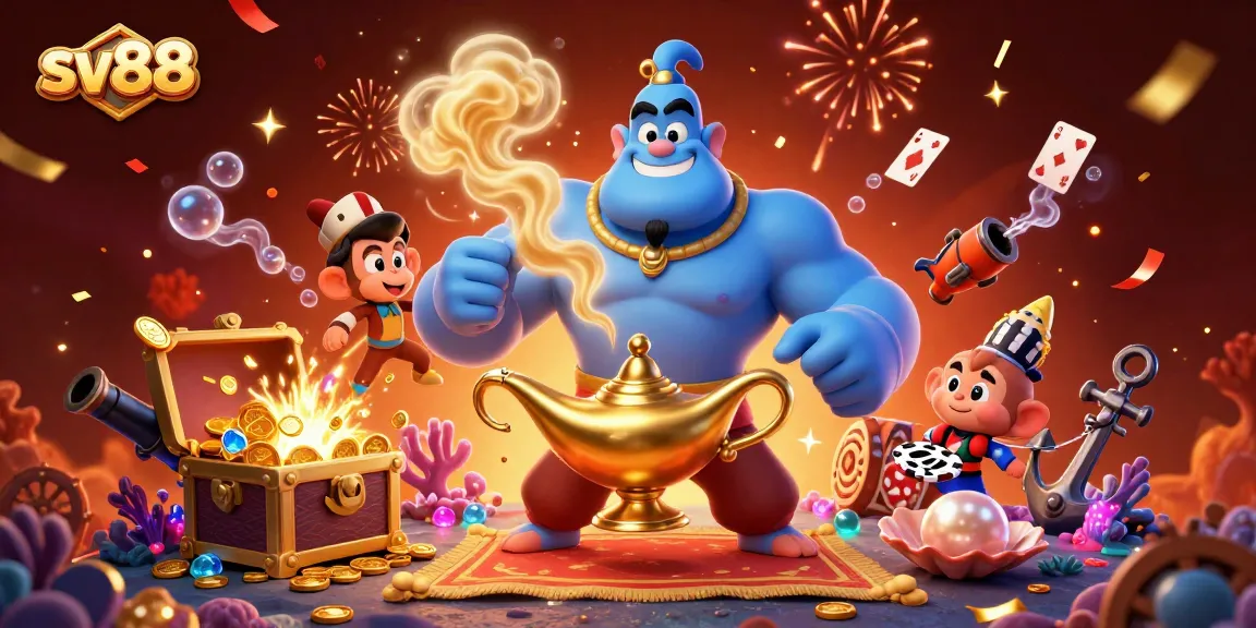 Experience the thrill of sv88 gaming with vibrant characters, treasures, and celebrations!