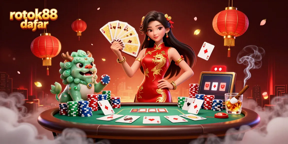 Engage with rokok88 daftar at the vibrant casino, featuring interactive card games and rich colors.