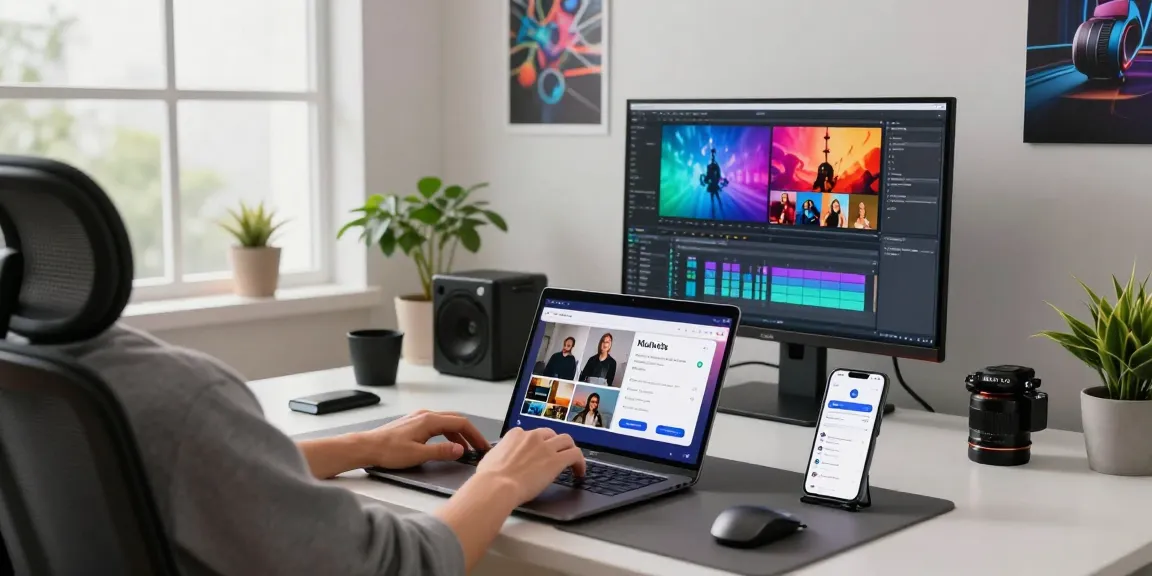 Baixar vídeo online com o aplicativo Muka em um moderno ambiente de trabalho.