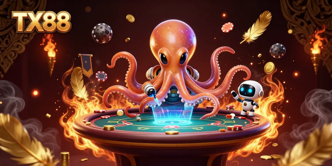 Engage with TX88 at a 3D alien poker table featuring golden elements and dynamic space effects.