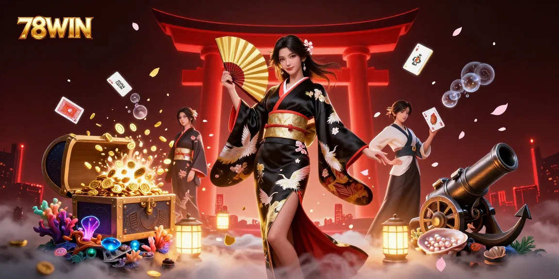 Experience the thrilling world of 78WIN with a captivating casino scene featuring vibrant characters and exciting game elements.