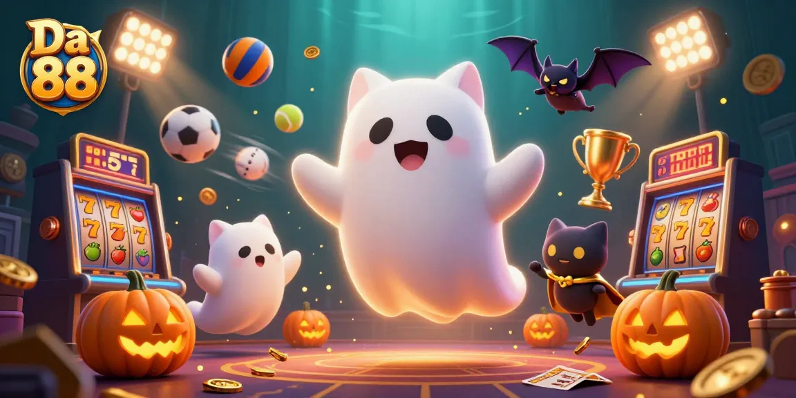 Experience the thrill of Da 88 with a friendly ghost cat and glowing slot reels.