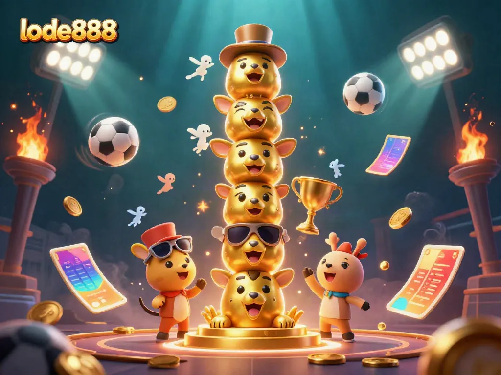 Engage with the vibrant casino atmosphere at lode888 featuring dynamic sports elements and captivating totem designs.