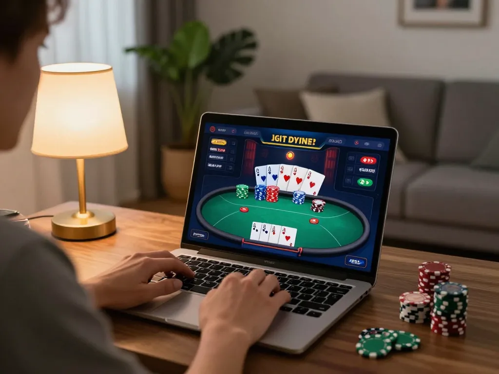 X333 player enjoying online casino games at home in a modern and cozy environment.