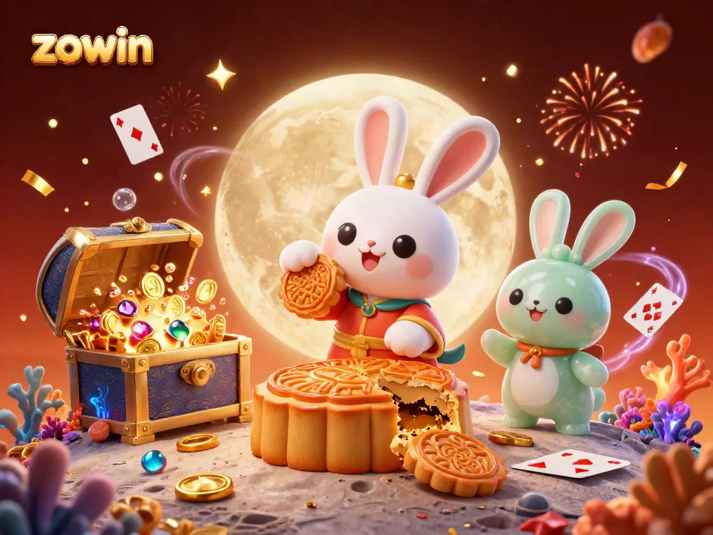 Play casino games with zowin-themed characters in an engaging 3D illustrated scene, creating winning moments.
