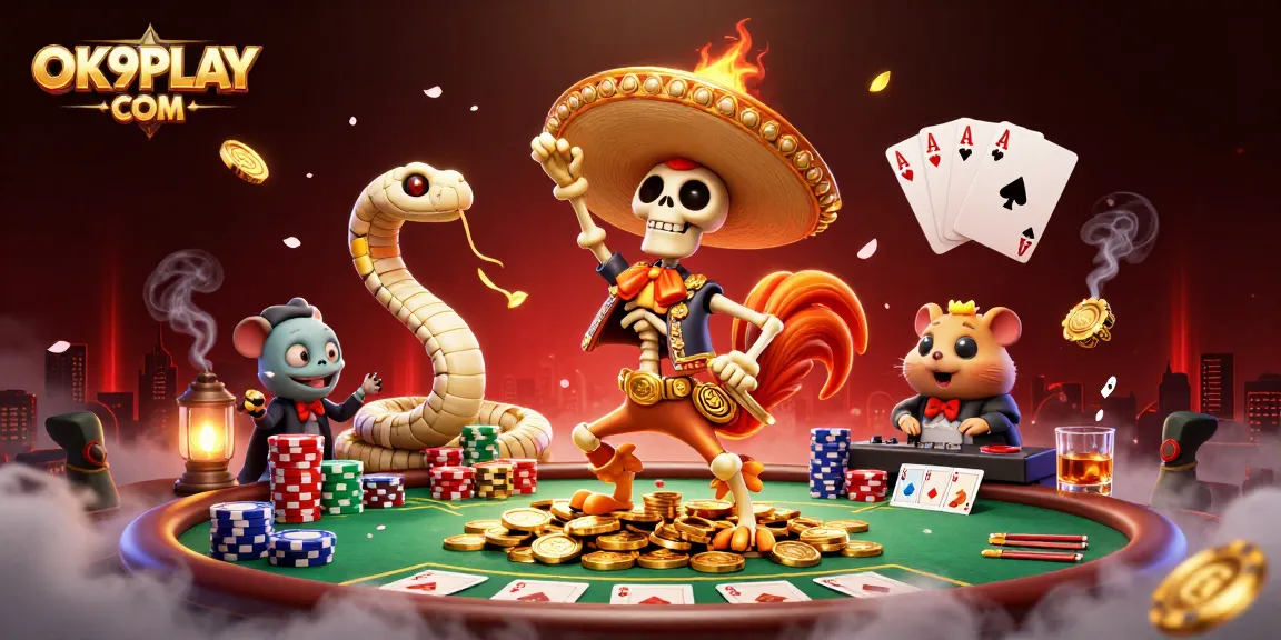 Experience thrilling victories at OK9PLAY COM with vibrant casino characters and action-packed gaming.