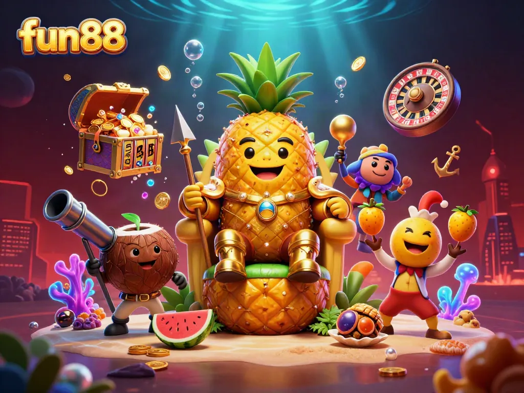 Engage in fun88's thrilling beach casino adventure with vibrant characters and lively gaming elements.