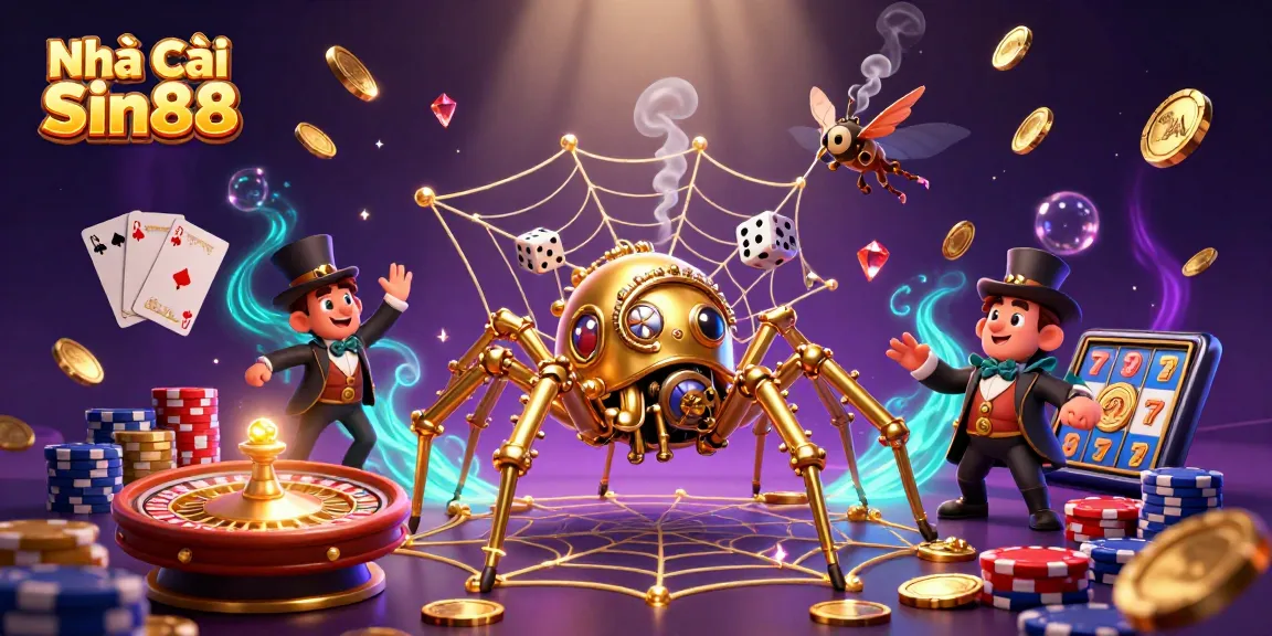 Experience thrilling action with Nhà Cái Sin88 in this vibrant 3D casino scene.