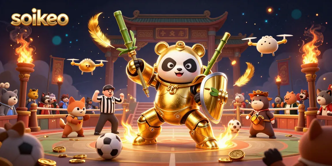 Engage in thrilling sports betting with the soikeo-themed arena showcasing vibrant action.