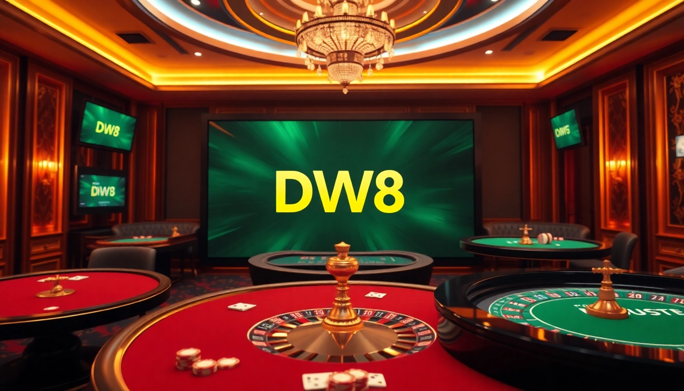 Experience thrilling casino gameplay at DW8 with vibrant tables and engaging dealers.