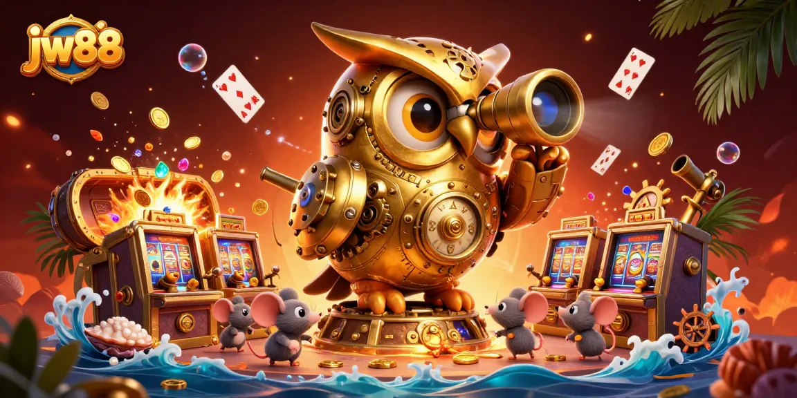 Experience thrilling wins with jw88's vibrant 3D online casino scene filled with stunning animated elements.
