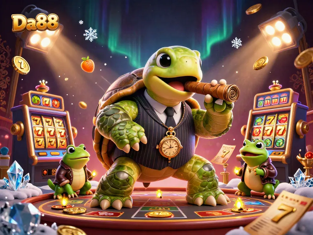 Engage in thrilling online slots at Da88 with vibrant characters and casino elements.