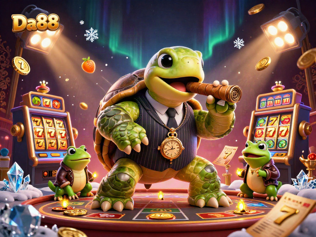 Engage in thrilling online slots at Da88 with vibrant characters and casino elements.
