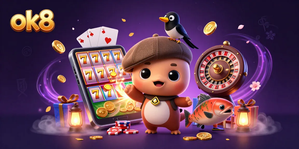 ok8 transports players into a vibrant casino scene filled with slots and thrilling rewards.