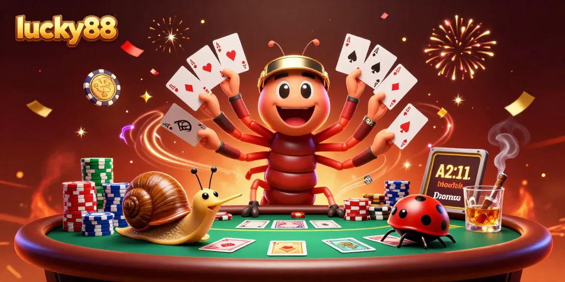 Experience thrilling gameplay at lucky88 with a millipede dealer and high-roller characters in an exciting casino scene.