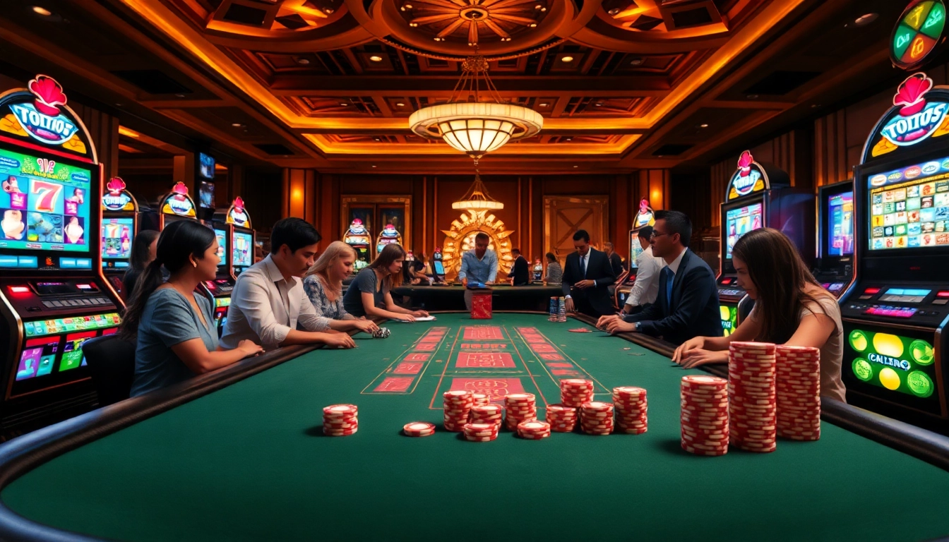 Players enjoying the 7hh casino experience at a vibrant gaming table.