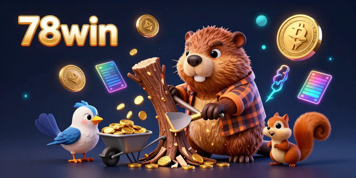 Experience the excitement of 78win with golden coins raining down from a tree in this vibrant 3D illustration.
