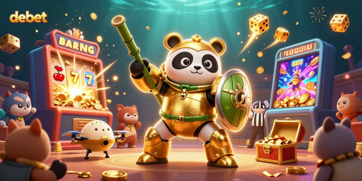 Experience debet’s thrilling jackpot explosion with a golden panda in a dynamic casino scene.