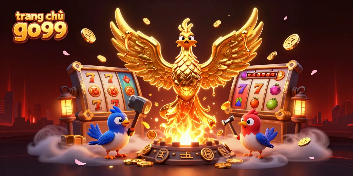 Engaging scene of trang chủ go99 showcasing a golden phoenix and dynamic slot game elements.