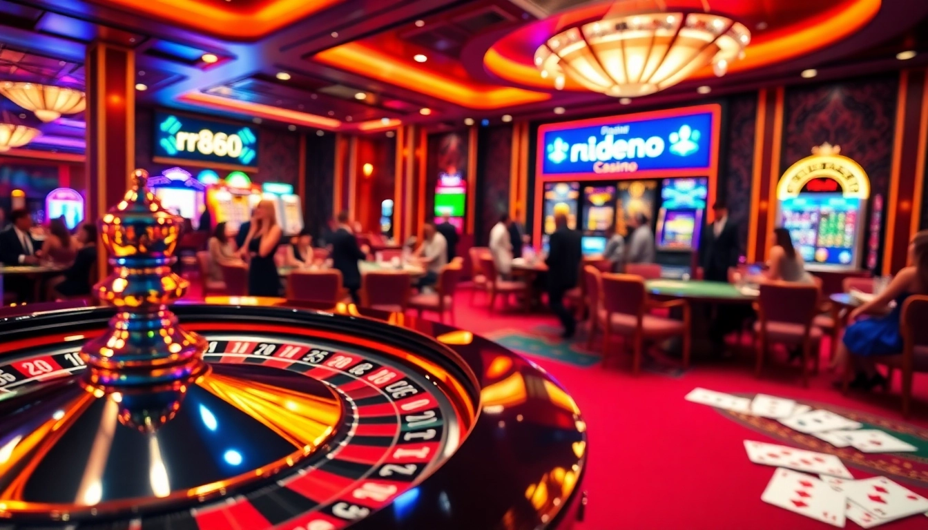 Experience the thrill of winning at rr888 casino with vibrant tables and roulette wheels.