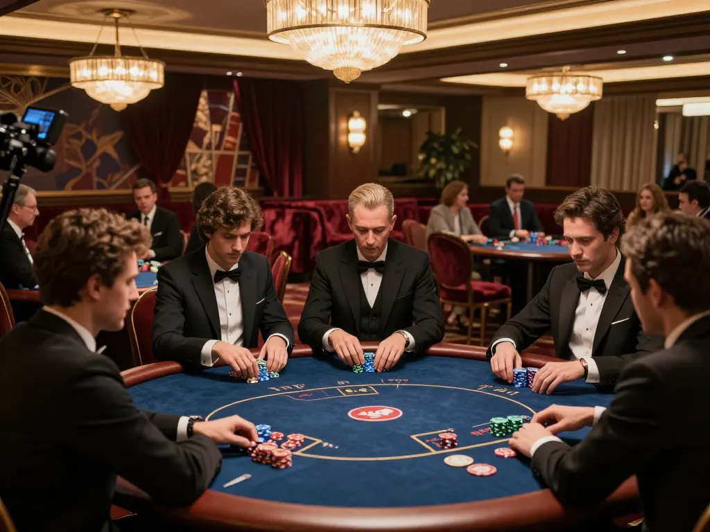 Players enjoying poker at lc88 casino, showcasing strategic gameplay and luxurious decor.