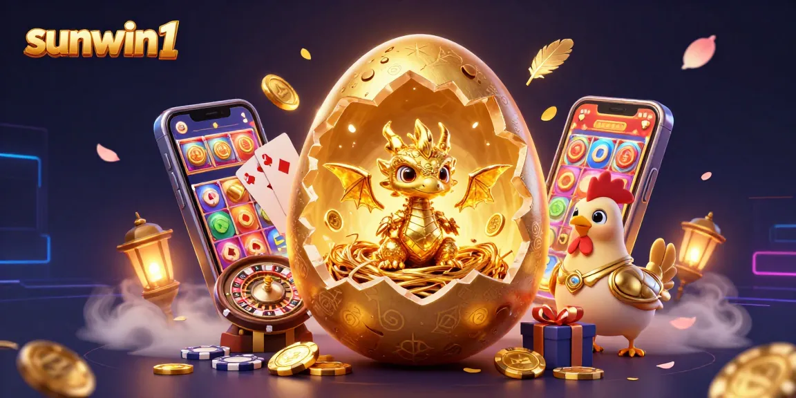 Experience sunwin1's thrilling casino adventure with a golden dragon amidst poker chips.
