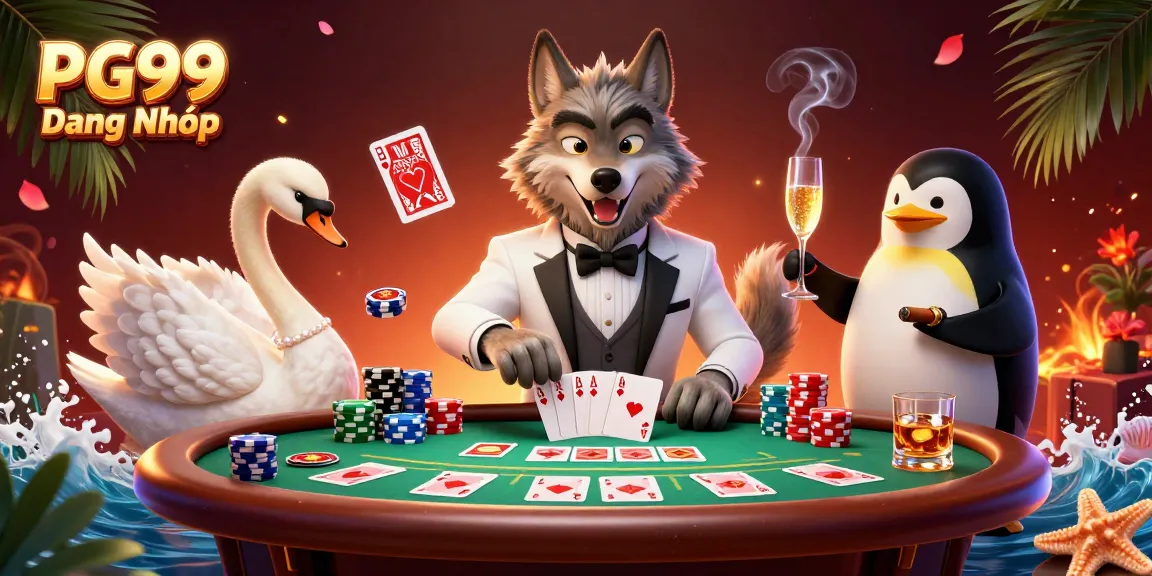 Experience PG99 Đăng Nhập with a luxurious gaming scene featuring cards and poker chips.