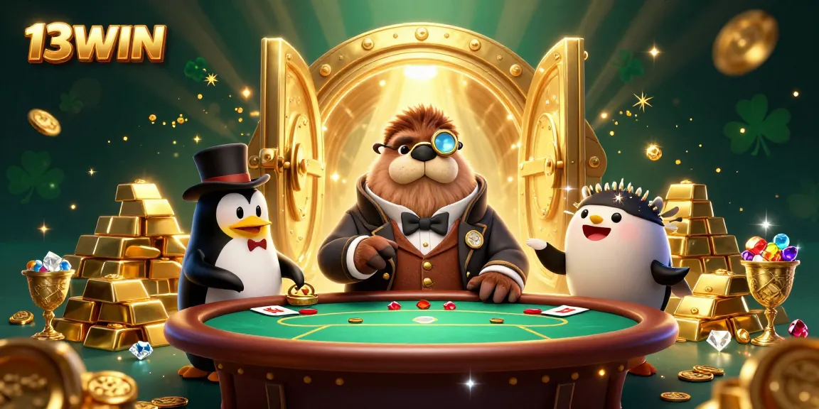 Join the 3D walrus and penguin dealers at the bustling underwater poker game at 13WIN.
