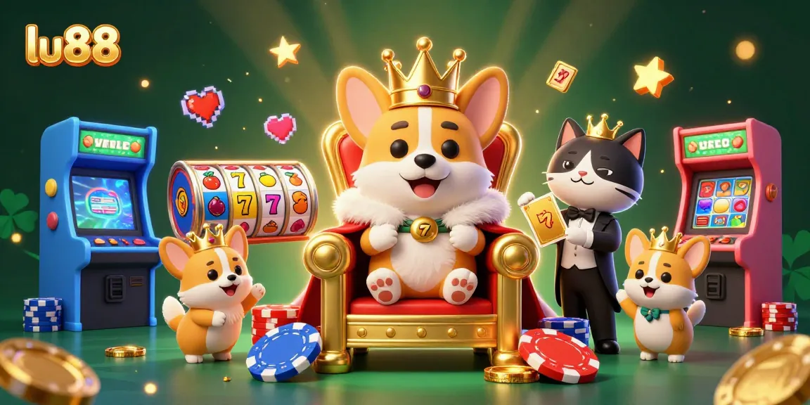Engage in thrilling slot adventures at lu88 with vibrant casino elements and charming characters.