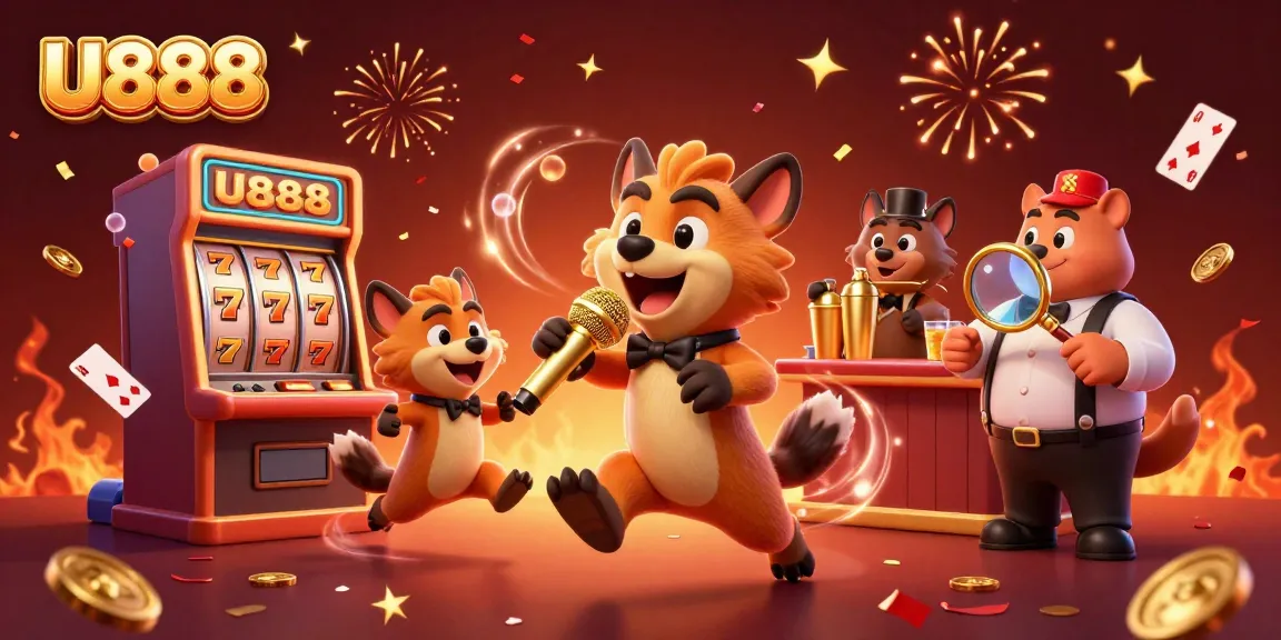Engage with the U888 comedy casino experience as hyenas mix drinks, tell jokes, and secure fun.