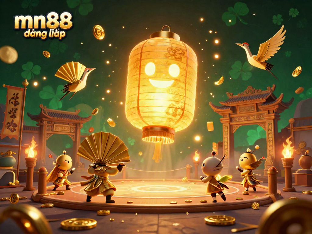 Experience mn88 đăng nhập through an engaging casino atmosphere filled with dynamic characters and golden elements.