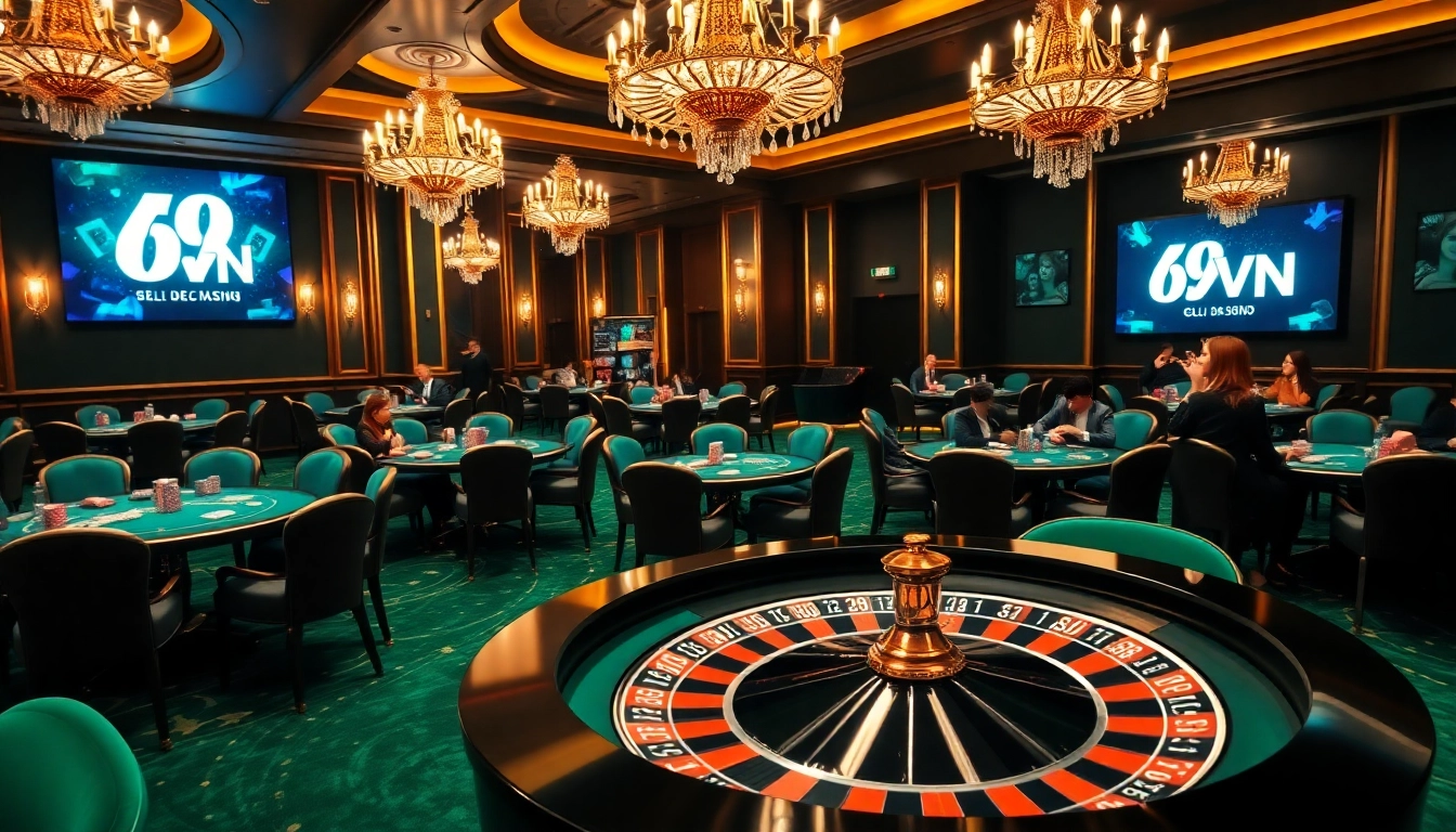 Engaging roulette game atmosphere at 69 VN casino highlighting luxury and excitement.