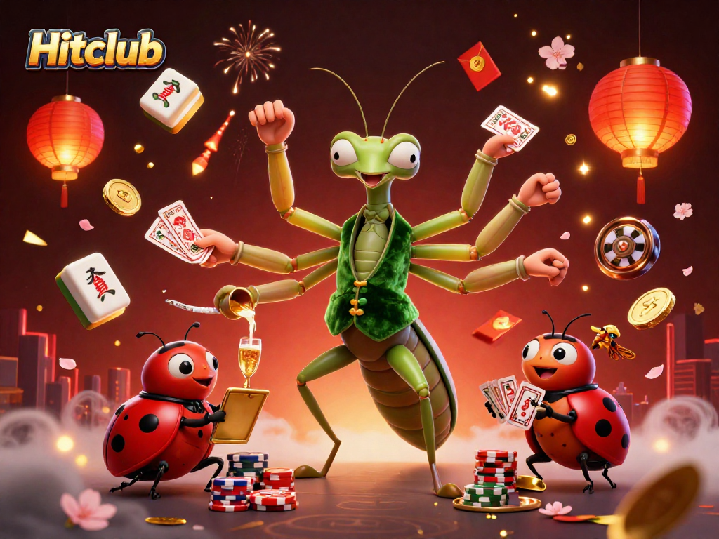 Hitclub engaging players with vibrant 3D casino scene featuring card games and jackpot excitement.