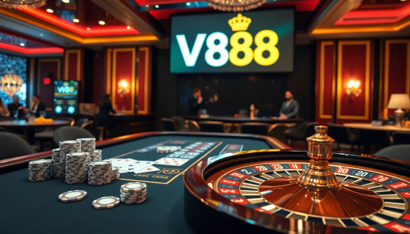 Experience the excitement of VN 88 with vibrant gambling tables and elegant design.