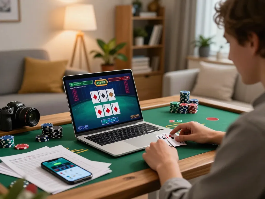 Player engaging in live blackjack game on oxbet app, showcasing dynamic online gambling atmosphere.