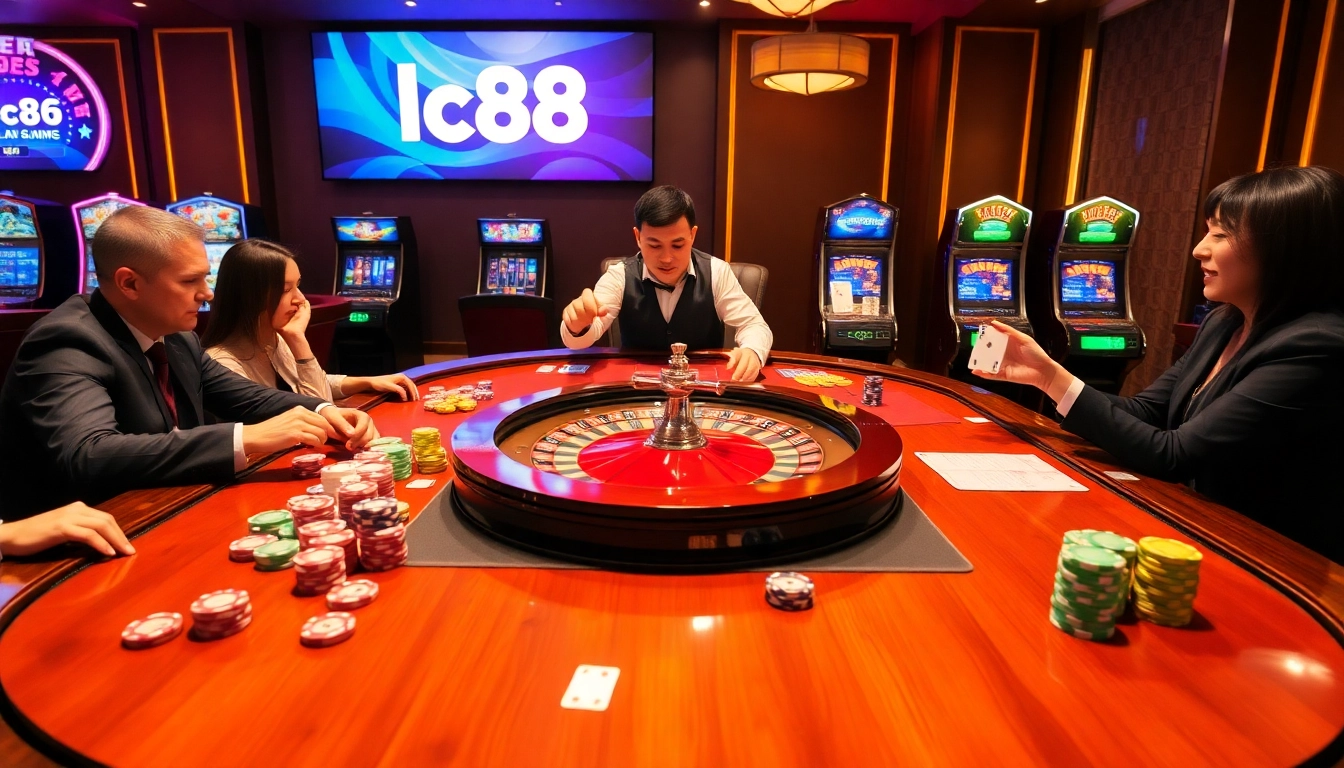 Experience thrilling gaming action at lc88 with vibrant casino elements and professional dealers.