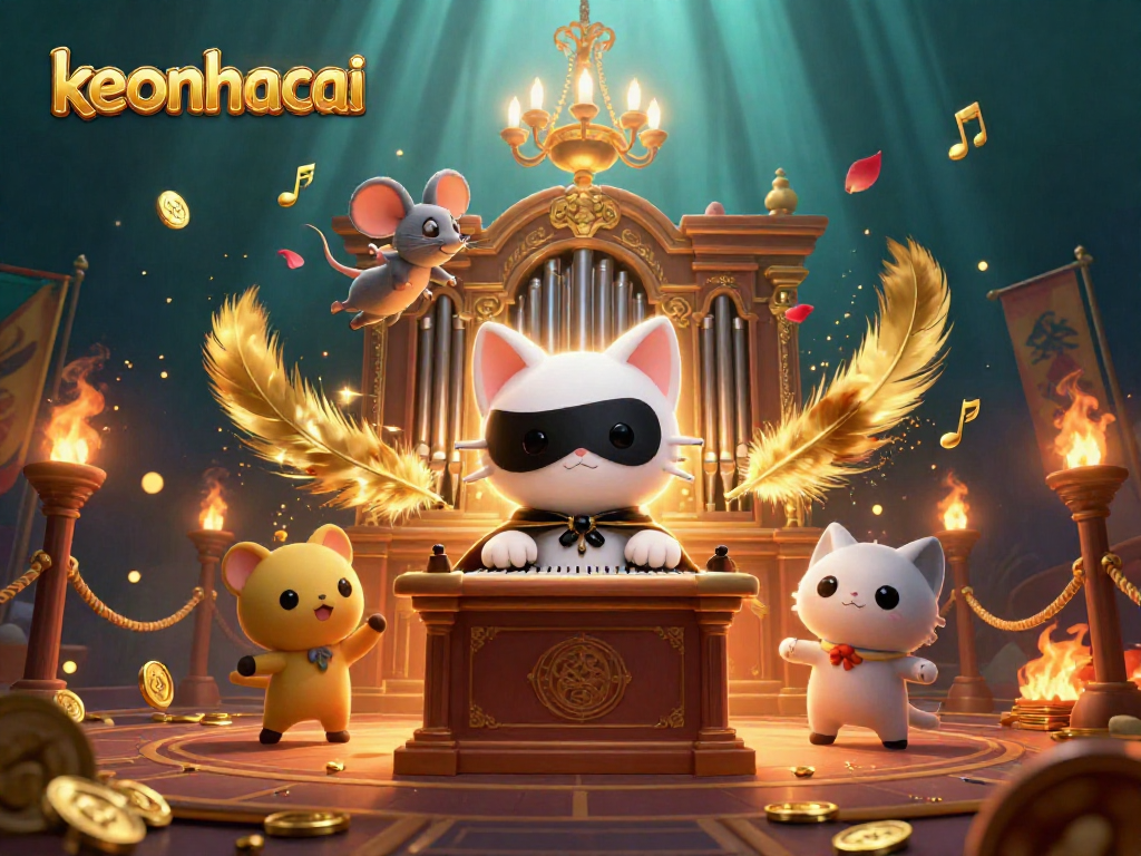 Experience the excitement of keonhacai in this vibrant casino-themed illustration featuring dynamic characters.