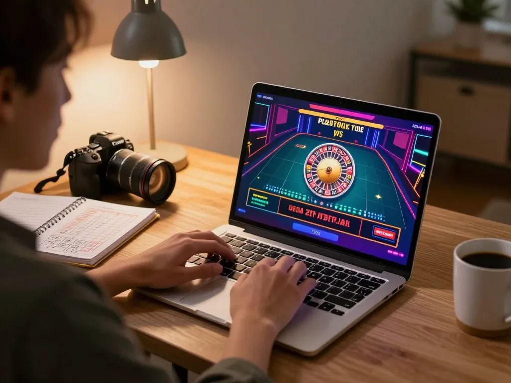 Engaging online gaming session at home with tr88s casino platform displayed on laptop